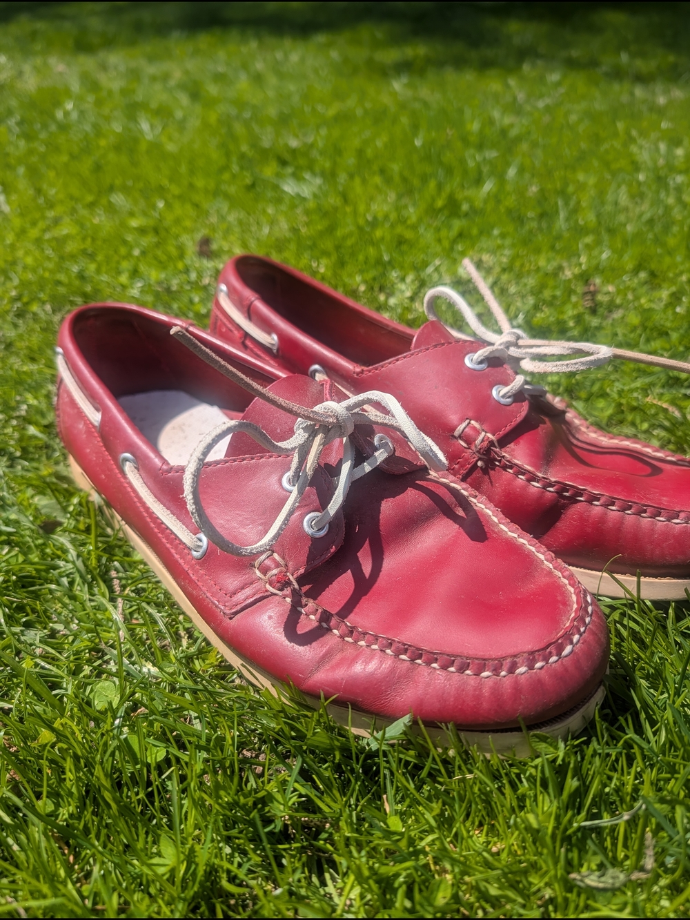 Brooks Brothers Red Leather Boat Shoes with White Laces